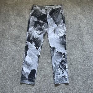 Chervo Men's Golf Pants Black And White Leaf Pattern 34 Waist